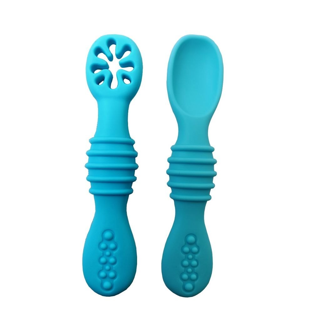 Blue Silicon Baby Spoon, For Home, Size: 11x2.5cm