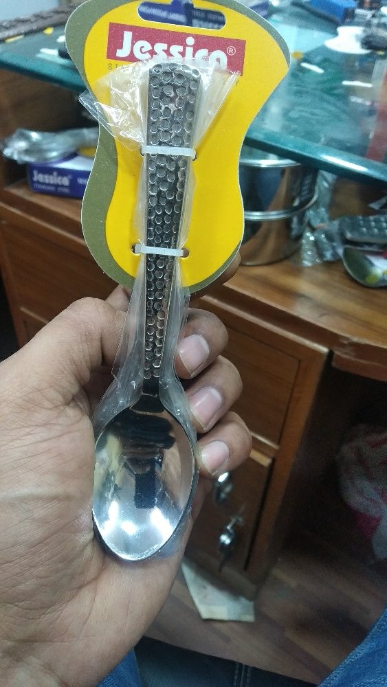 Silver Stainless Steel Spoons, For Home, Size: 16cm