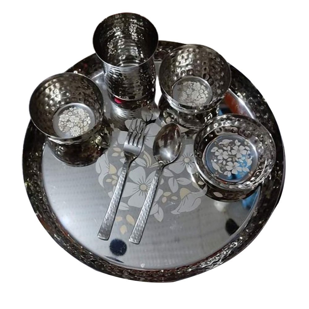 7 Piece Silver Stainless Steel Dinner Set, For Home, Surface Finish: Polished