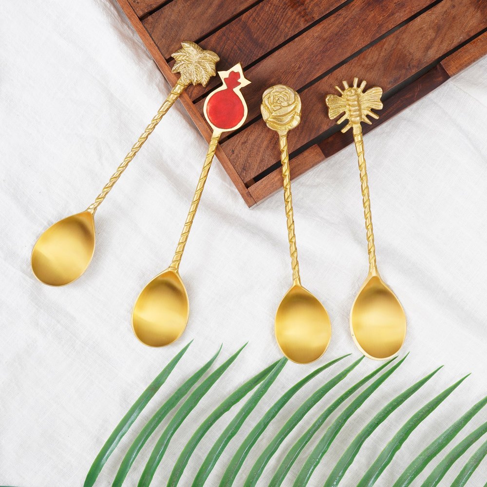 Brass Golden Eden Dessert Spoons, For Kitchen