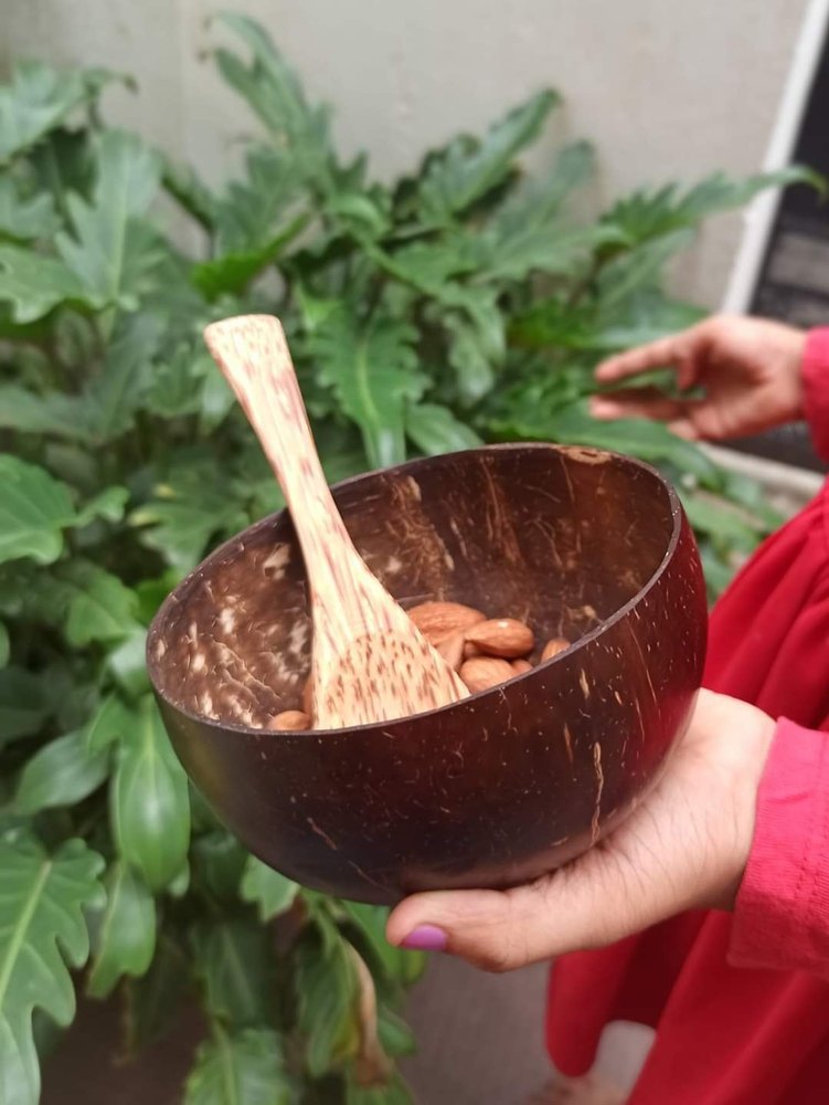 Coco Coir Brown CoconutShell Cooking Spoon Set(5 piece), For Can be used to eat, Size: 5inch