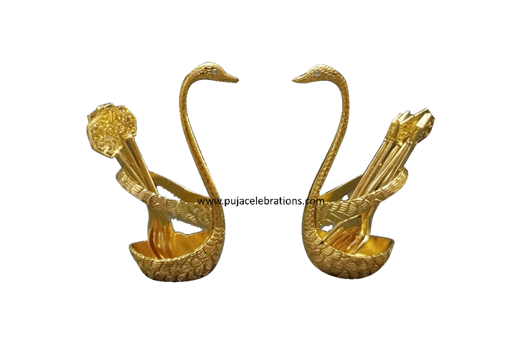 Swan Designer Spoon Fork Set Gold