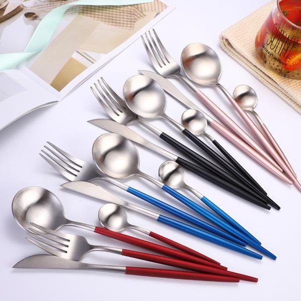 Round Gold Plated Brass Cutlery For Home