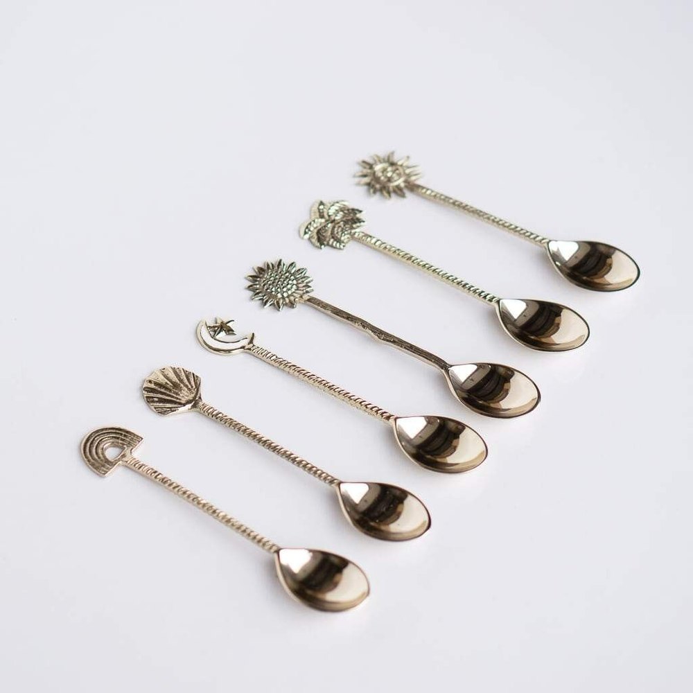 Golden Royal Spoons : Pure Brass, Size: 8 cm