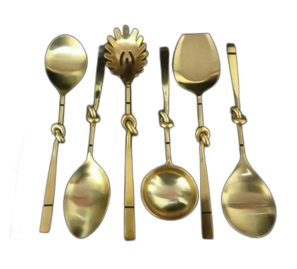 Golden Brass Serving Spoon Set, For Kitchen