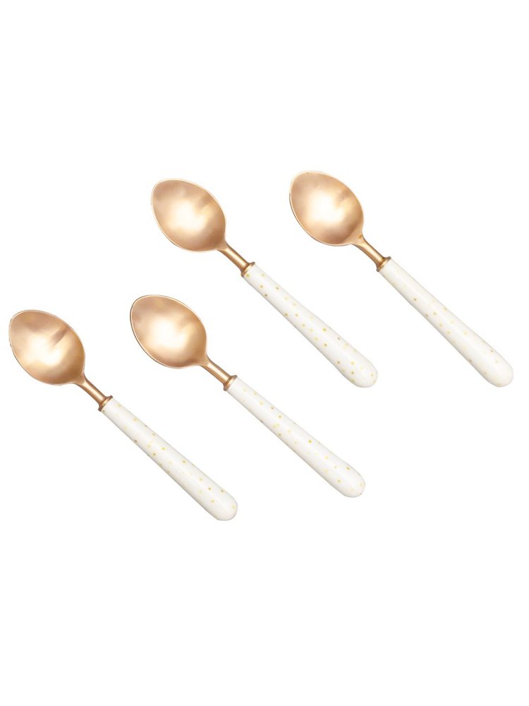 Stainless Steel Golden Dinner Spoon Set (4 Piece), Size: 9 X 0.5 X 0.5 Inches