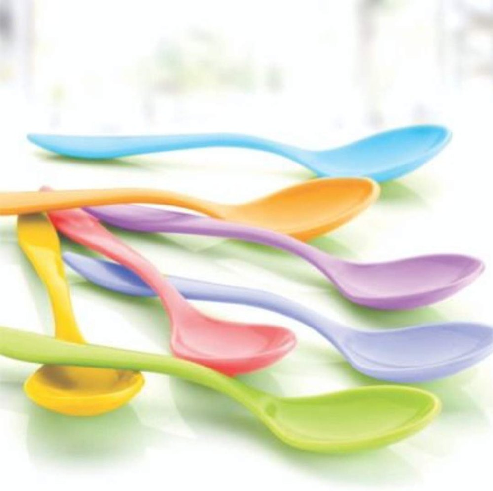 Stylist Plastic SpoonSoup Spoon Set, Ice-cream Spoon Kids Spoon Set (Pack of 10)