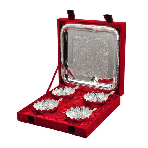 German Silver Plated Bowl Spoon Set, For Gifting