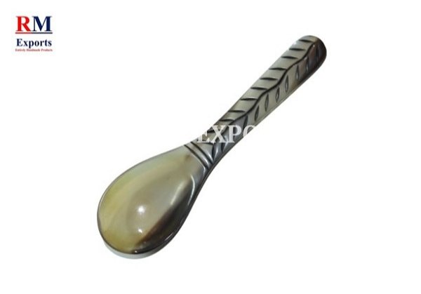 Brown 4 Inch Horn Spoon Ideal For Egg and Jam, For Home