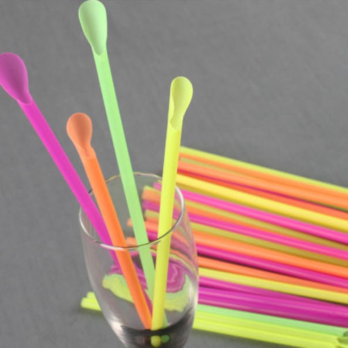 plastic Multicolor Spoon Straw