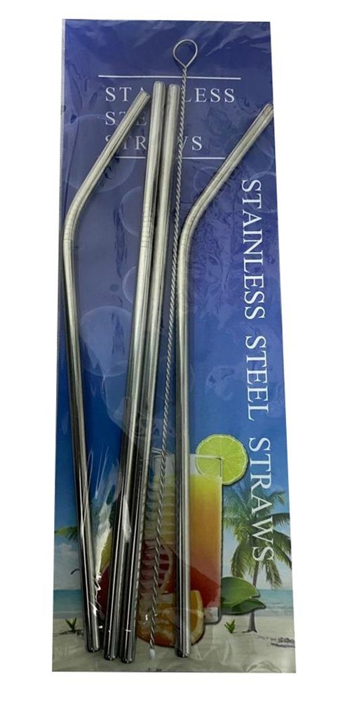 Silver Stainless Steel Straw Spoon, 4 Straws, Size: 5 Inch