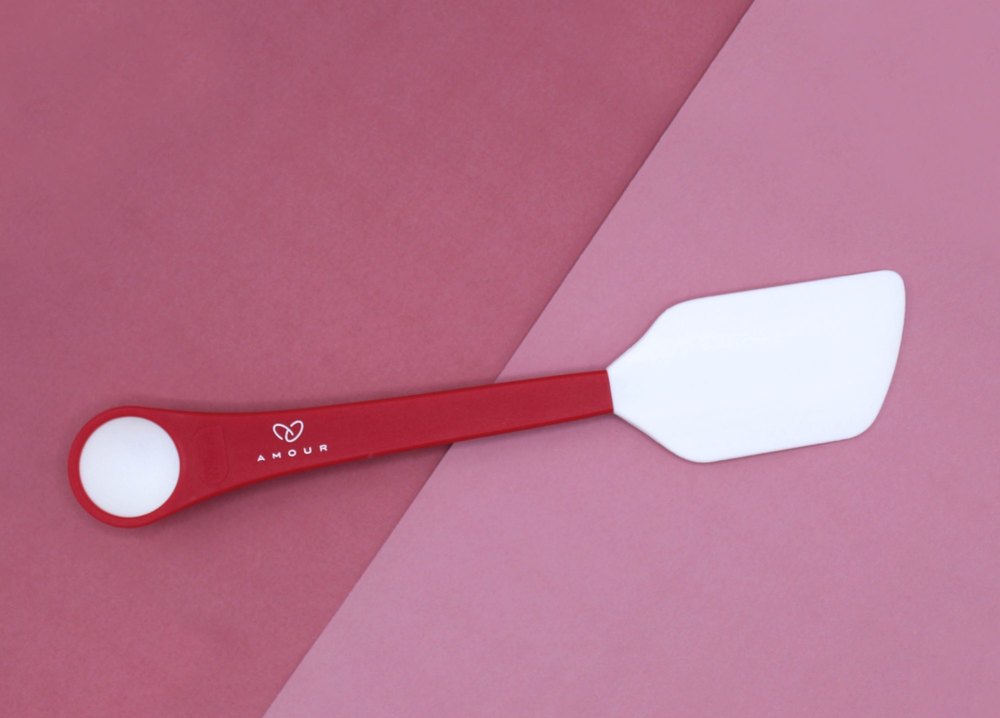 Silicon Double Hand Spoon Spatula Red White (1pc)