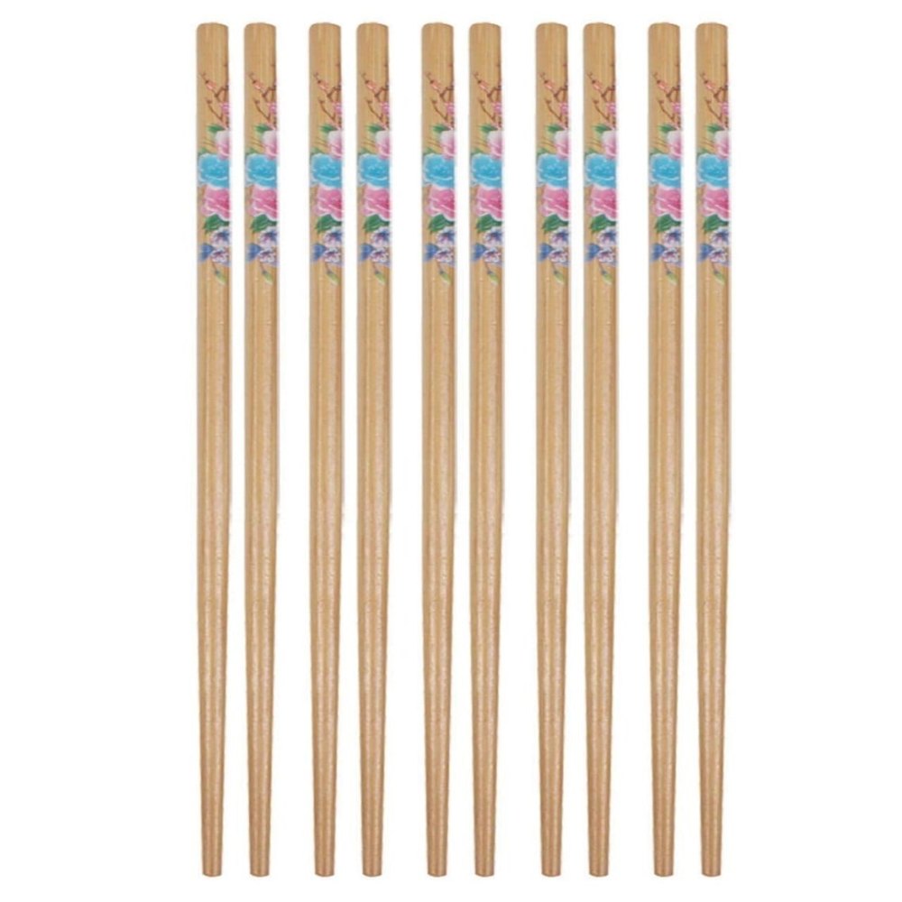 Hemico 5 Pairs- Disposable Bamboo Wooden, Quality Natural Round Bamboo Reusable Chopsticks