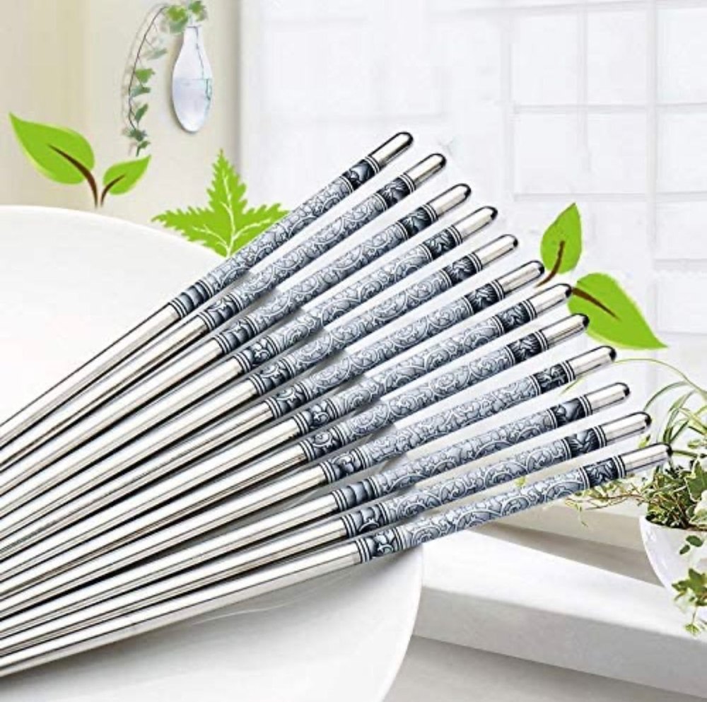 steel Chopstick (Pack of 5 Pair, For home / hotel / restaurant, Size: 23cm