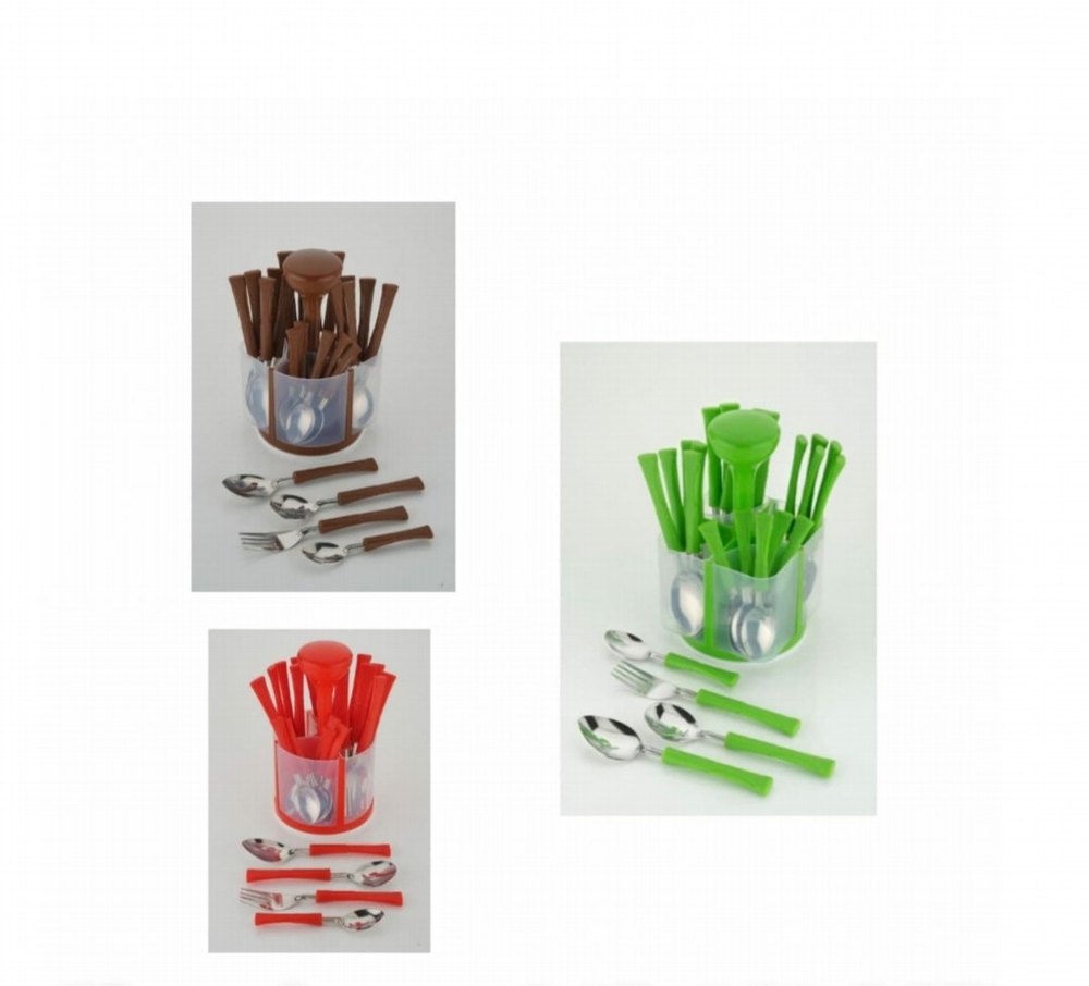 Plastic Round 3 In 1 Cutlery Set, For Home
