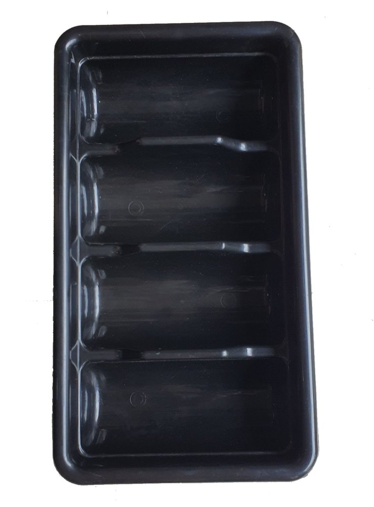 Plain Black Four Compartment Plastic Cutlery Tray, For Kitchen, Rectangular