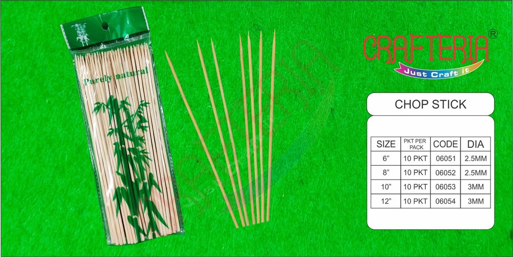 Wood Purely Natural Chop Stick, For Multi Purpose, Size: 6 Inch