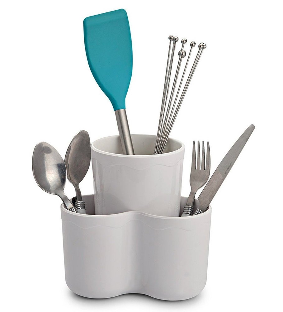 Plastic White Cutlery Holder, For Kitchen, Size: 8inch
