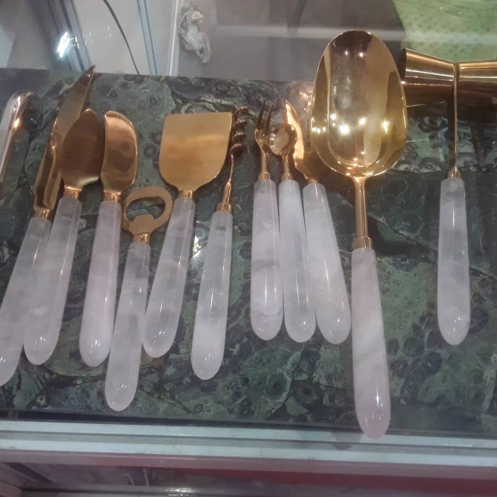 SIGE COPPER Rose Quartz Cutlery Set, for Home