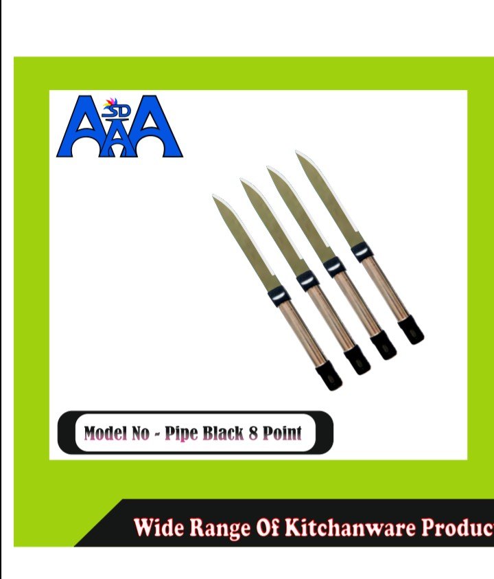 AAA Stainless Steel Black Color Silver Kitchen Knife, , For Cutting Veggies