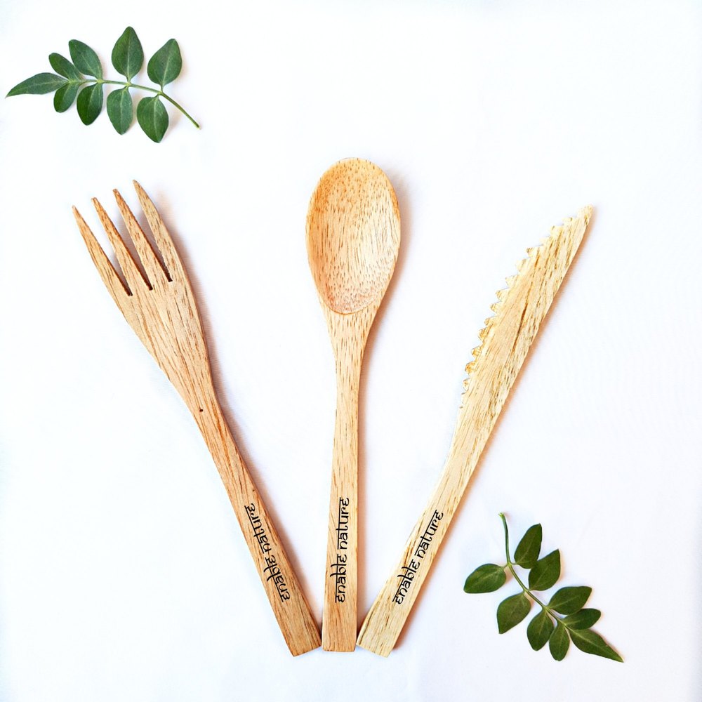 3 Natural Bamboo Travel Cutlery, For Restaurant