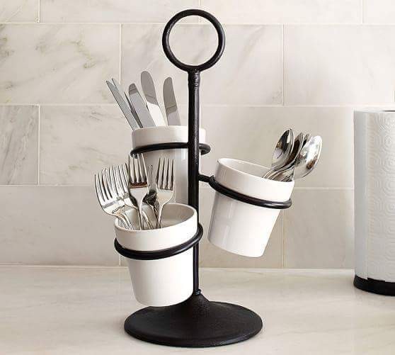 RN Enterprises Black Matt Cutlery Caddy, For Kitchen, Size: 5x5x12 Inch