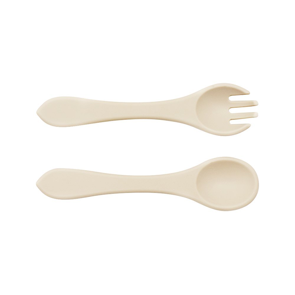 Off White Silicone Baby Spoon Fork Set, For Home, Size: 21.9 X 9.6 X 2.1 cm (lxwxh)