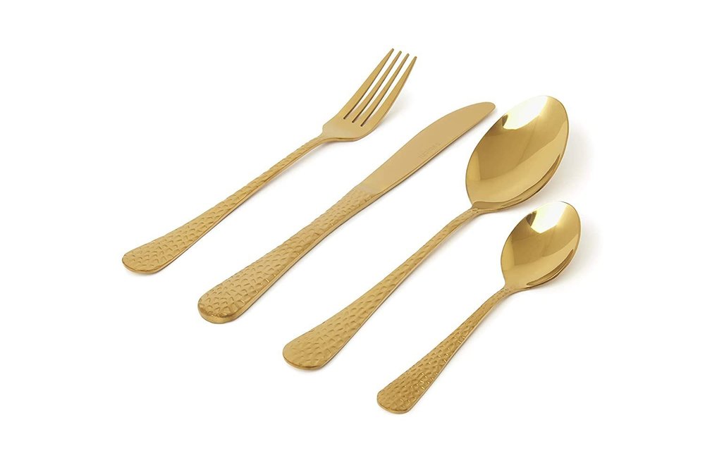 Sabichi Hammered 16pc Cutlery Set, Flatware Set for Four People (Copper)