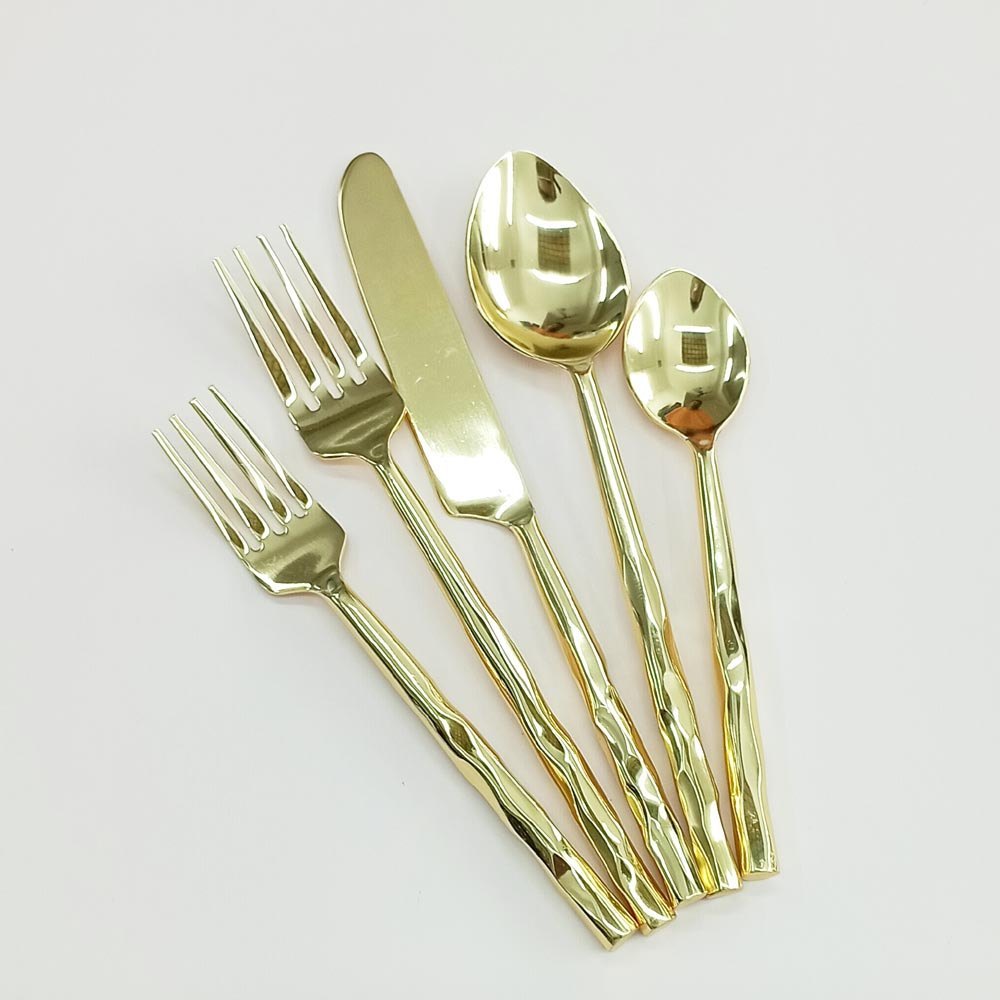 Gold Plated Golden 5 Piece Stainless Steel Spoon Set, For Kitchen