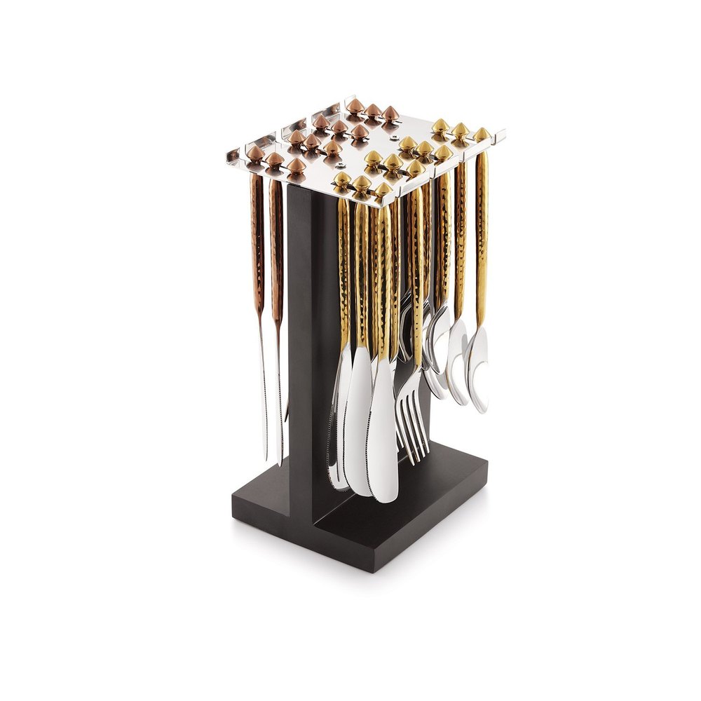 Cutlery Gold Copper Set With Stand