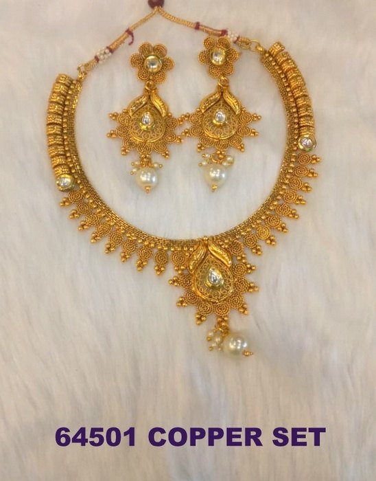 Beaded Necklace Golden Copper Set, Standard