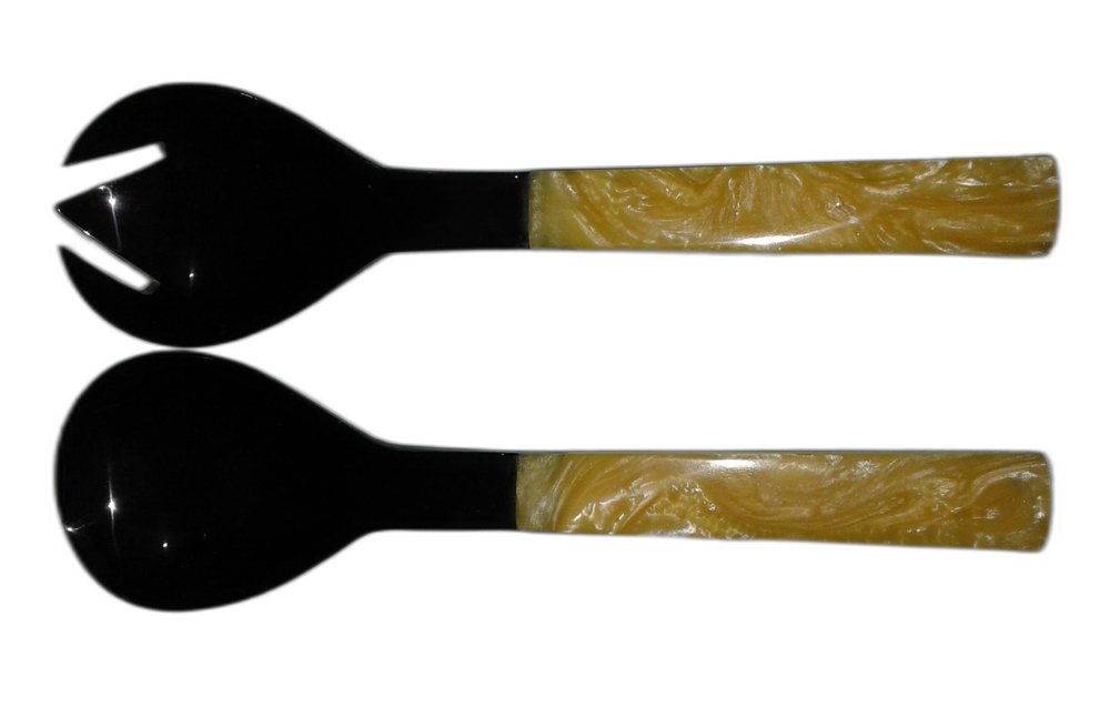 Yellow and Black Polished Horn Cutlery Set, For Home