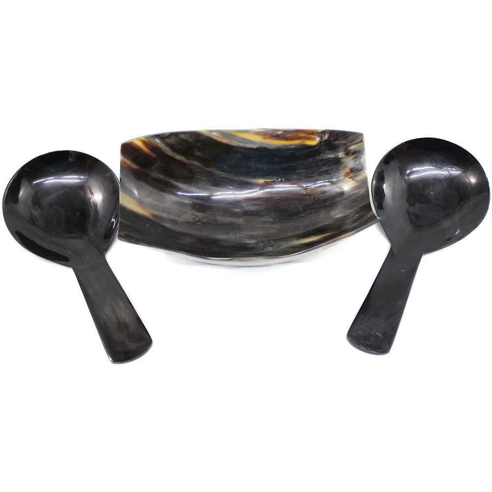 Horn Bowl with Cutlery Set