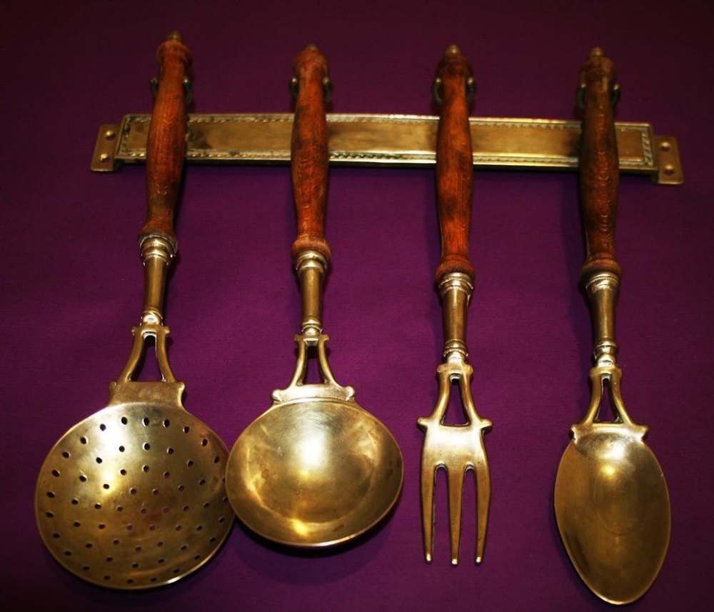 4 gold Antique Brass Cutlery Set