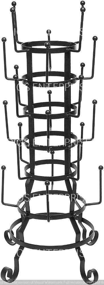 ustic Black Iron Mug/Glass/Cup/Bottle Hanger Hooks Drying Rack Organizer Stand