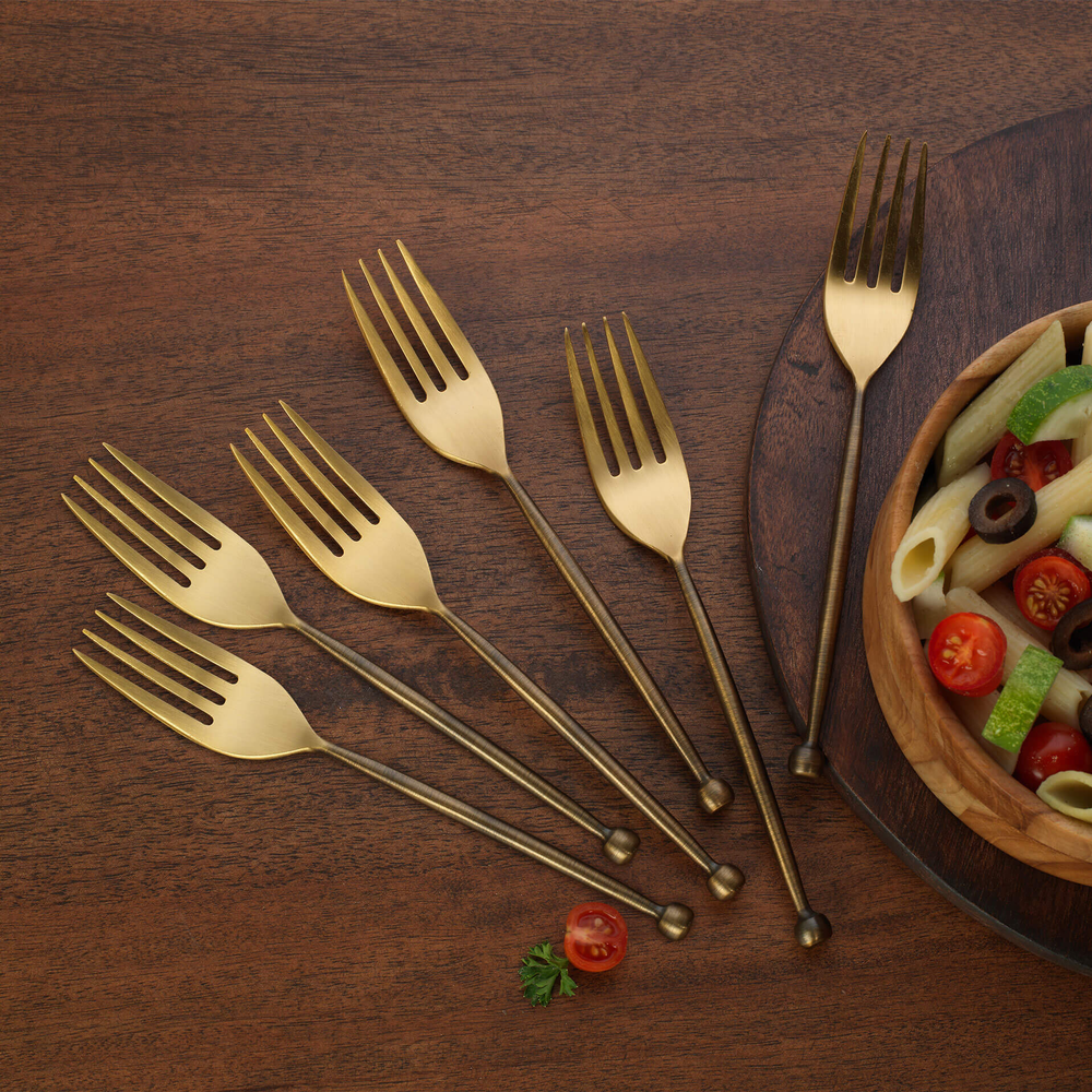 Stainless Steel Golden Sophiya Table Fork Set, For Kitchen