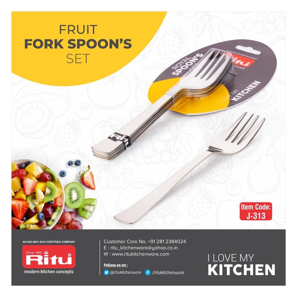 Stainless Steel SILVER J-313 FRUIT FORK SPOON, For Kitchen