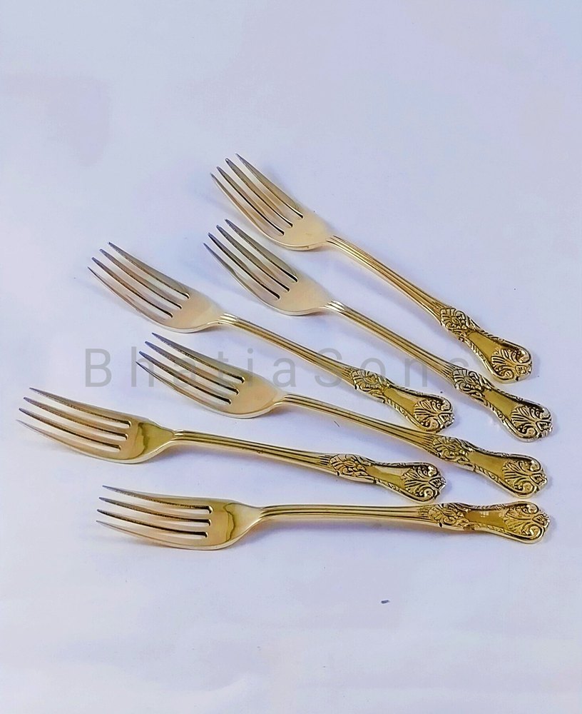 Yellow Brass Fork Set, Packaging Type: Shrink Wrapped, Size: 20cm Length