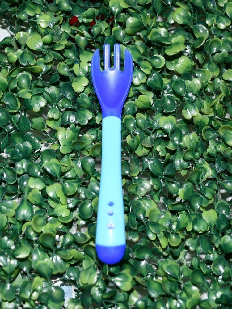 Blue Silicone Baby Fork, Size: 4.5inch