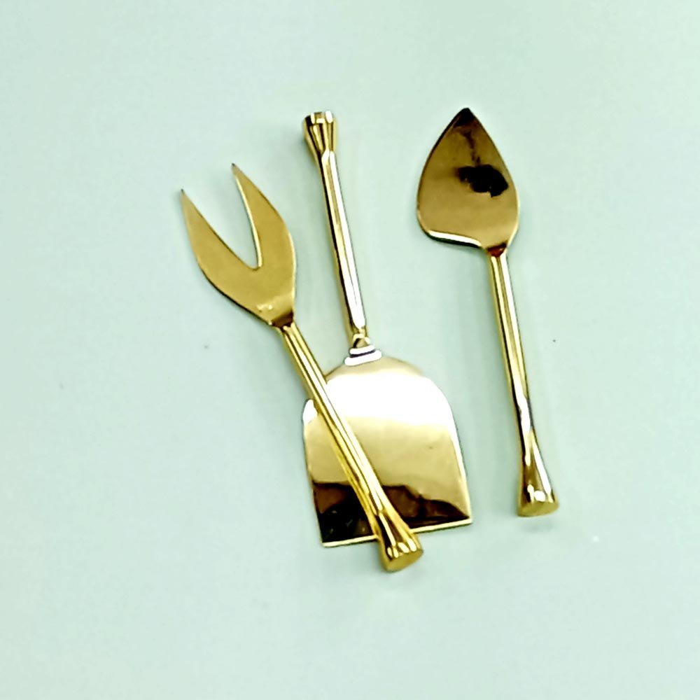 Gold Brass Cheese Knives Set, For Kitchen, Finish: Polished