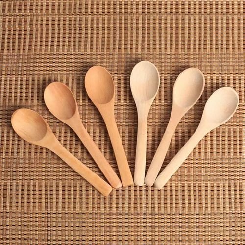 SAWI Beechwood Wooden Small Spoons for Spices, Soup, Cosmetics and Food, Size - 3, 4, 5, 6, 7 In.