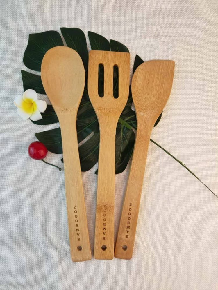 Bambooz Brown Bamboo Wood Ladle Set, For Cooking
