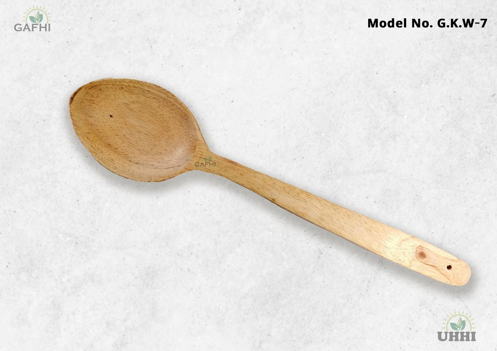 WOODEN WHITE AND BROWN Wood Handle Ladle, For KITCHEN