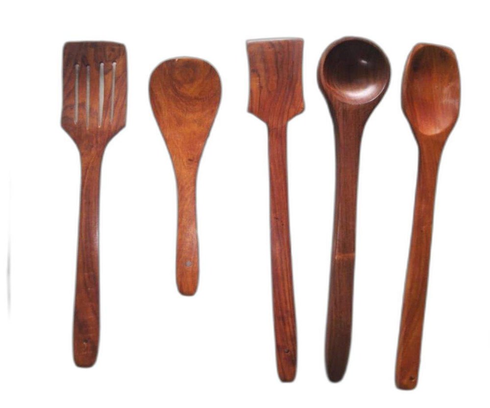 Polished Brown Wooden Spatula Ladle Set, For Home