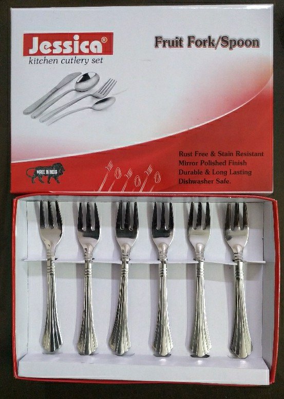 Stainless Steel Mirror Jessica Fruit Fork, For Home, Size: 5