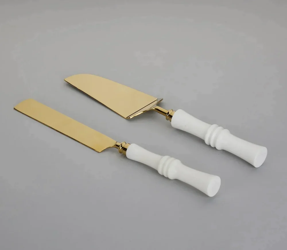 Marble & Stainless Steel Cake Serving Knife Set, Size: 31.5 X 6.5 cm