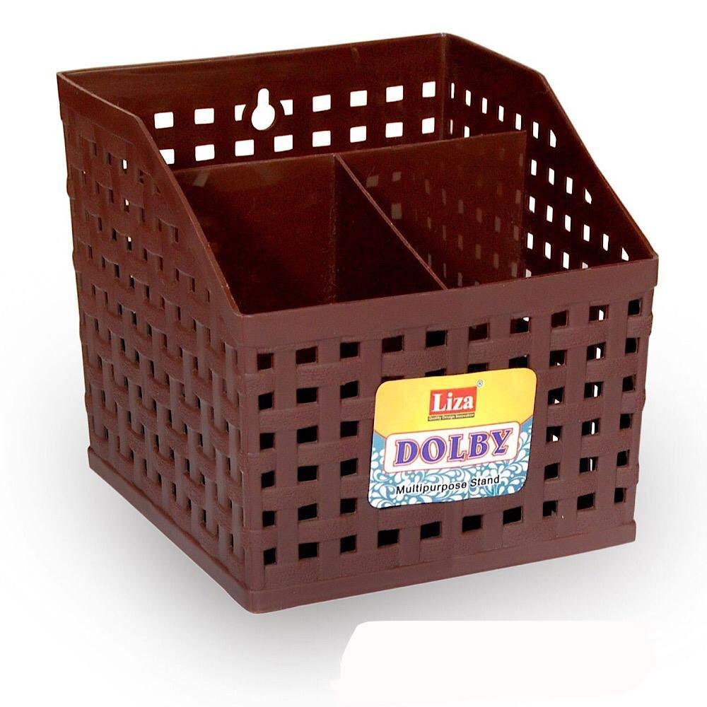 Rectangular Plastic Brown Wall Mounted Cutlery Holder