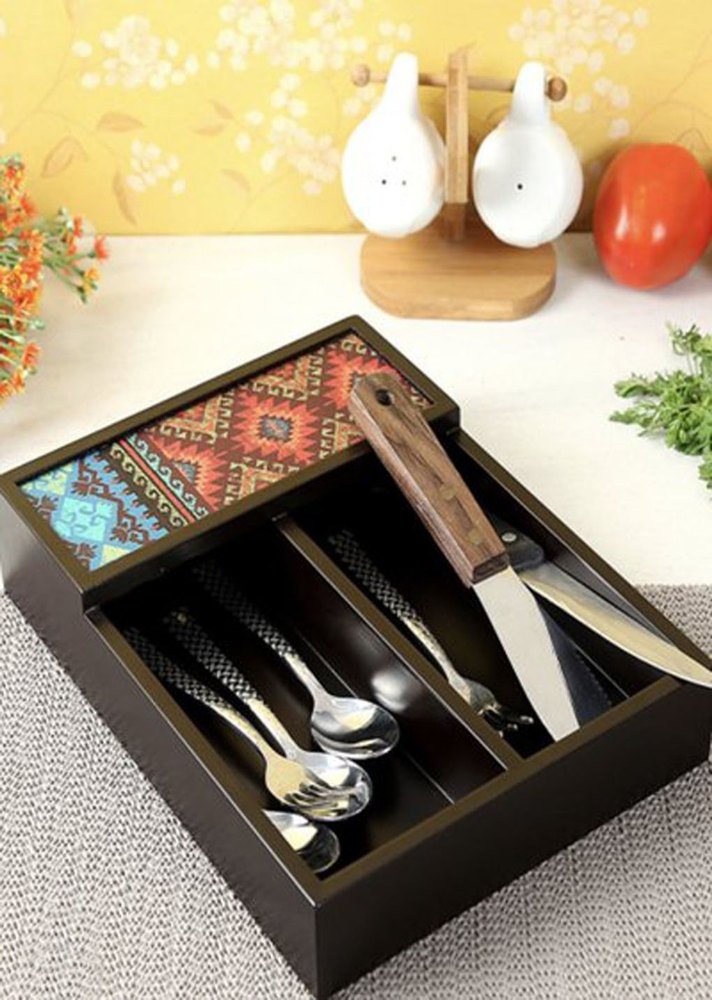 Wooden Cutlery Box, Rectangular