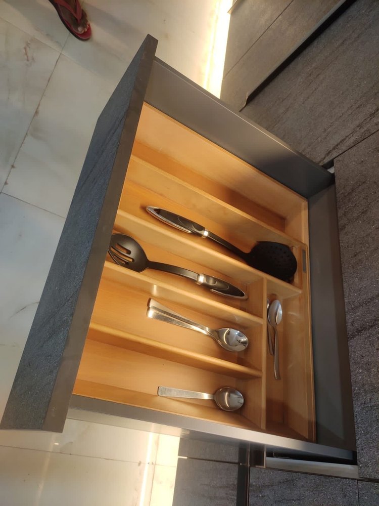 Brown And Grey Wooden Cutlery Tandem Box, For Kitchen