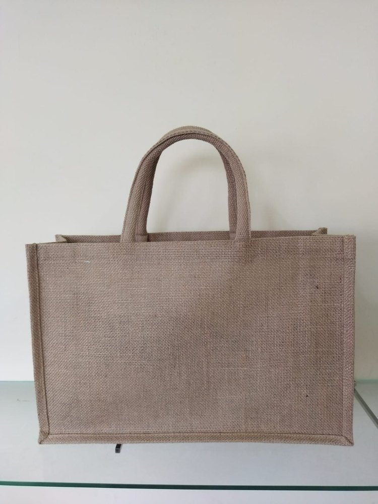 Brown Rope Handle Plain Jute Bag, Size: 27x41x12 cm (hxwxg)